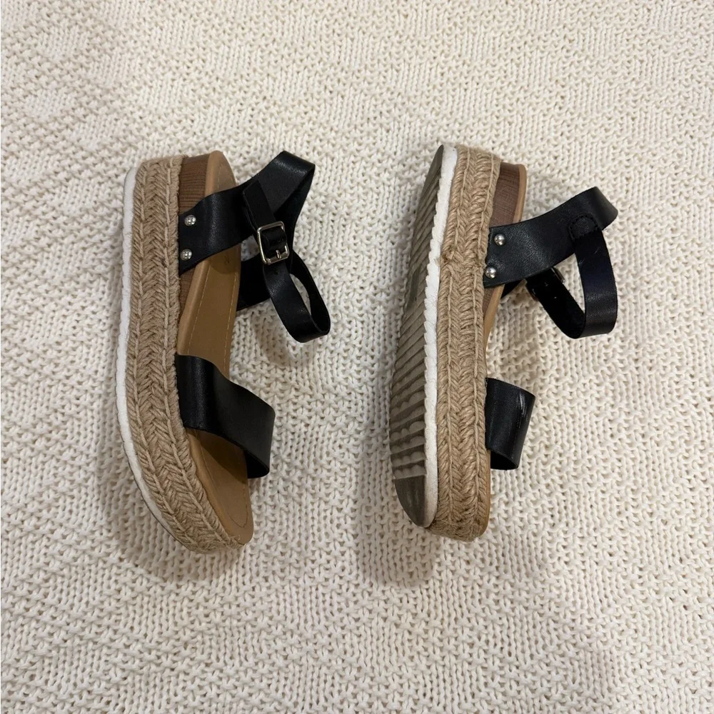 Black Strappy Wedge Sandals - Picture 3 of 4